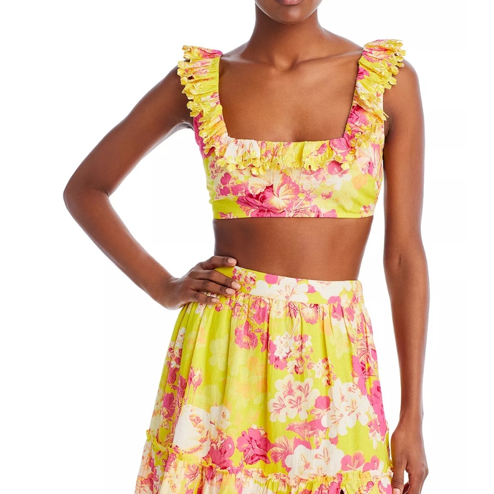 NWT Hemant and Nandita Embroidered Floral Print Crop Top and Midi Skirt Set - M - Picture 5 of 9